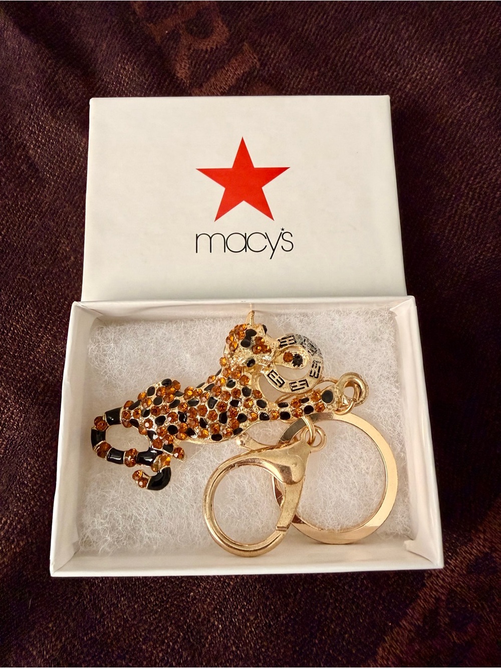 Macy's Gold and Black Leopard Key & Card Holder Charm